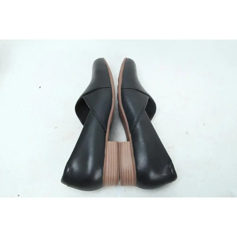 Clark's Collection Juliet Palm Slip-On Leather Flats Black Loafer Womens 10 M